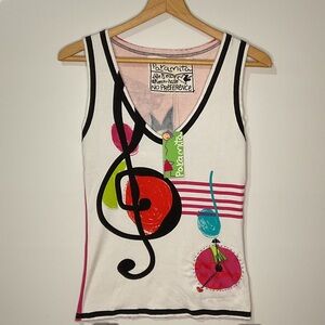 Colorful Music Note Tank Top by Paramita Women’s Size L